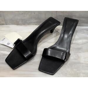 MNG by Mango Black Leather Kitten Heel Slides Sz EUR 40 US 9 NWT